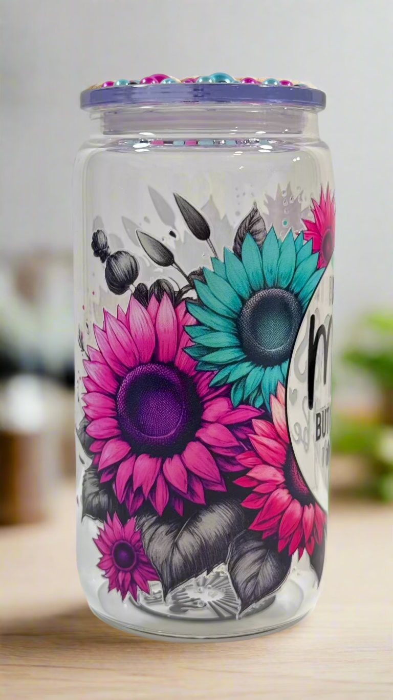 16oz Glass Tumbler with Blinged Lid